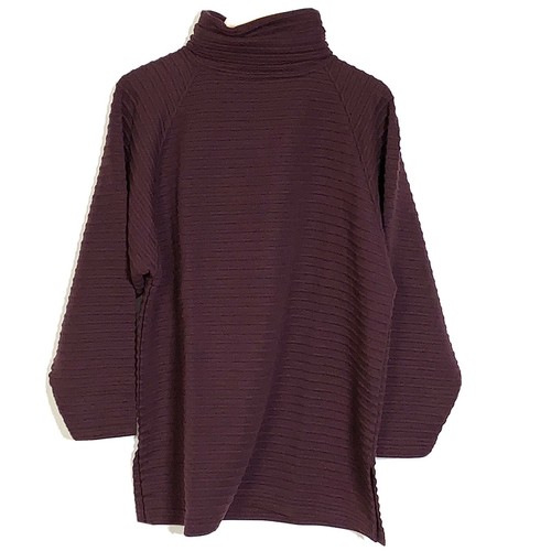 Ribbed wine colored turtleneck top Size L | eBay