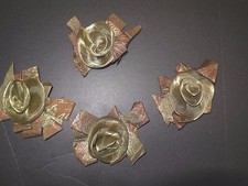 NEW Organza Rose Costume Accessories Set of 4 Organza Roses Gold green brown