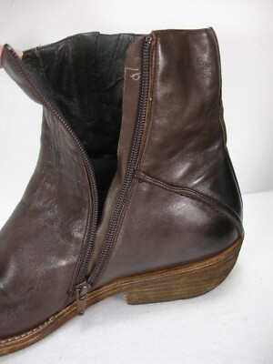 NEW ORONERO BROWN SOFT LEATHER SIDE ZIPPER POINTED TOE ANKLE  display picture 1