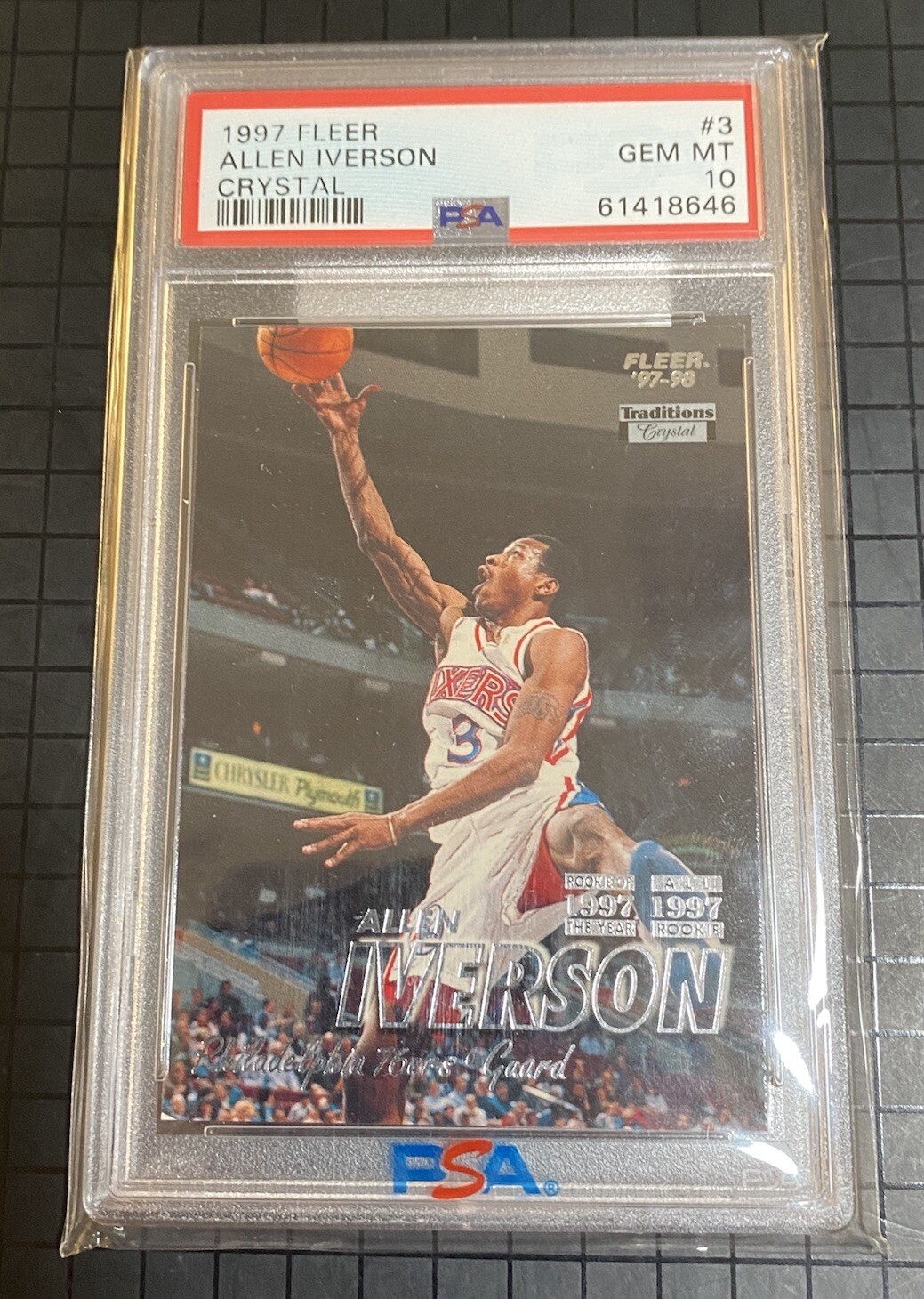 1997 Fleer Allen Iverson #3 Crystal Parallel 🔮 PSA 10 GEM MINT Pop 3