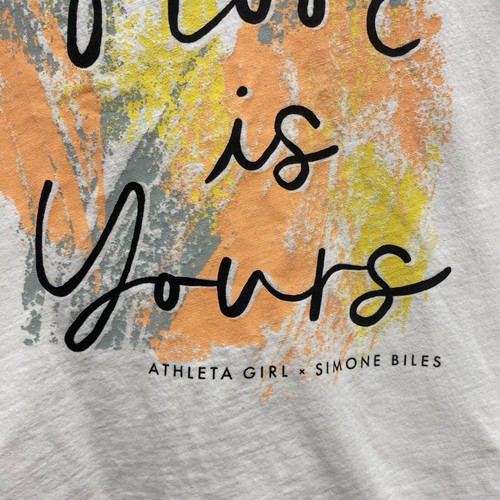 Athleta x Simone Biles White Sleeveless Graphic The Dye Explore Tank Top L/12 - Picture 3 of 7