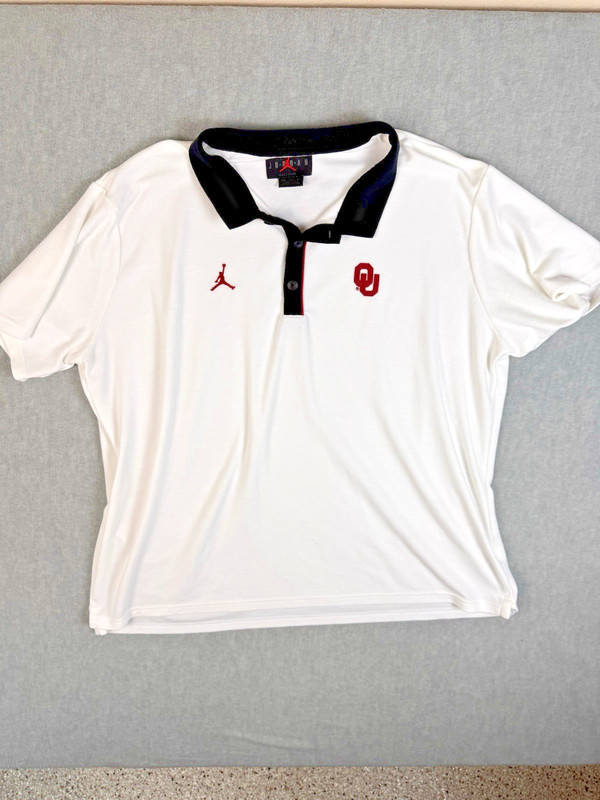 Oklahoma Sooners Shirt Adult XXL White Polo Air Jordan Sport Football Logo Mens