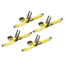 4 Pack Heavy Duty 3" x 30' Ratchet Tie Down Strap w/J Hook WLL 5400 LBS YELLOW