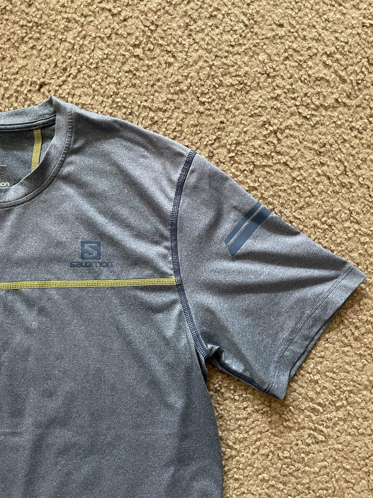 Maglietta Salomon Uomo Maniche Corta Grigia Performance Active Dry Running Small