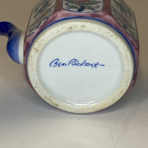 Ben Rickert Teapot Ceramic Decorative Floral Motif Oriental Lotus Flower Signed - Picture 8 of 10