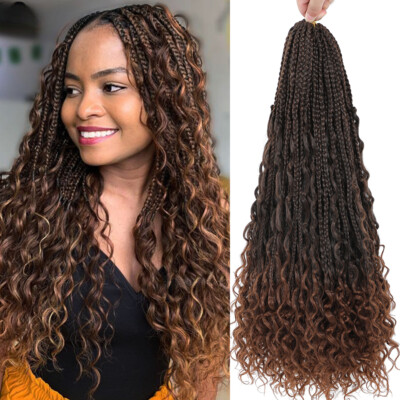 1-6 Packs Box Braids Crochet Hair 18 24 Inch Braids Hair Goddess Hair for Women