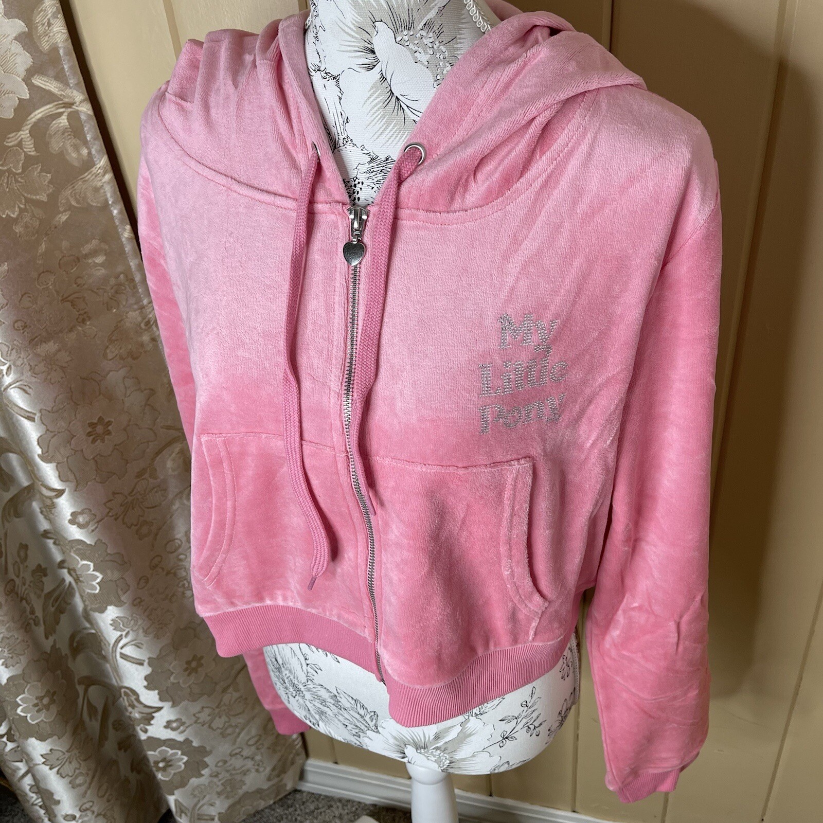 Nuovo! Dolls Kill x My Little Pony power pony rosa velluto giacca pista 1X 1XL