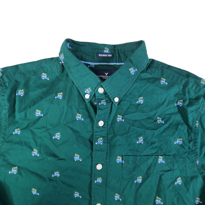 American Eagle Shirt Men Large Green Christmas Tree Truck Seriously Soft  Classic | eBay