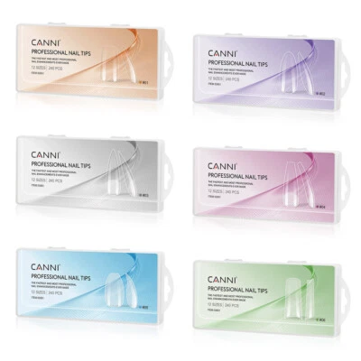 CANNI 240pcs Soft Gel False Nail Tips Soak Off Fake Nails Almond Square Stiletto