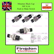 3 or 5 Pack Black Miniature SPST Momentary Push Button Switch Push To Make