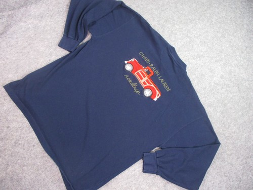 Camicia da uomo Chaps Ralph Lauren grande blu Henley camion da viaggio ricamato vintage - Foto 14 di 20