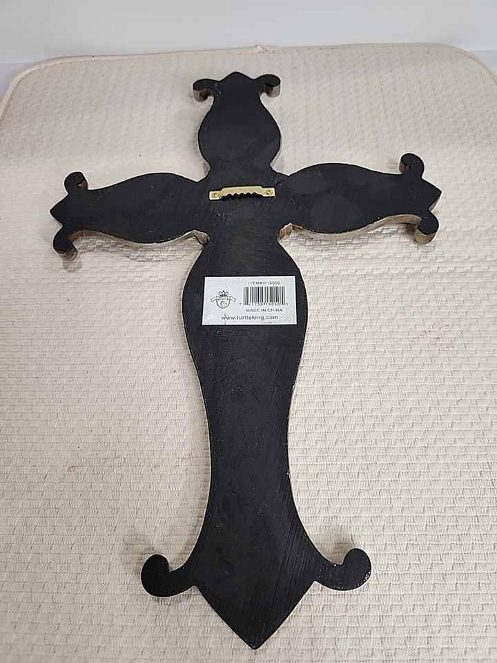 Wall Cross Rustic Western Ornate Faux Leather & Turquoise Religious