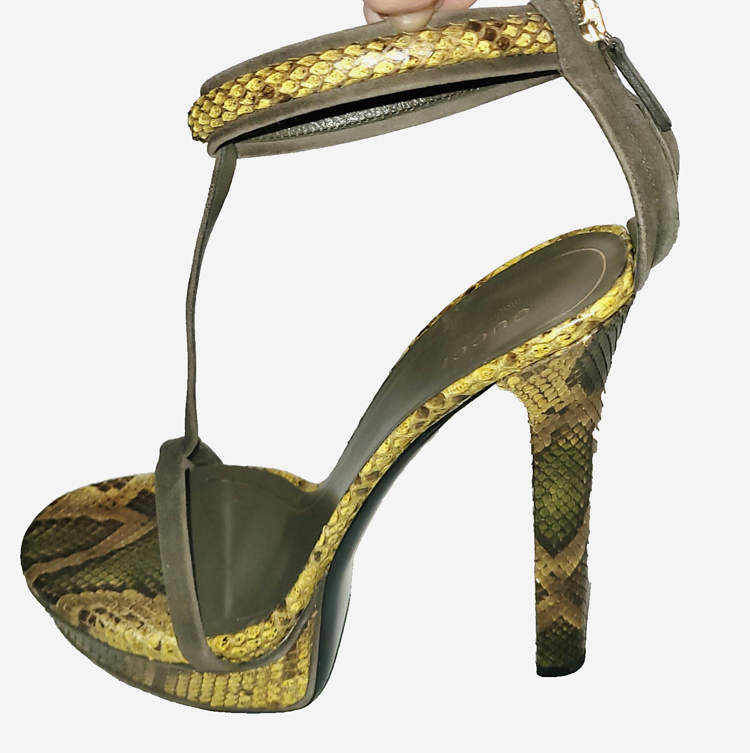 GUCCI ~  real PYTHON snakeskin open toe sandals ~… - image 11