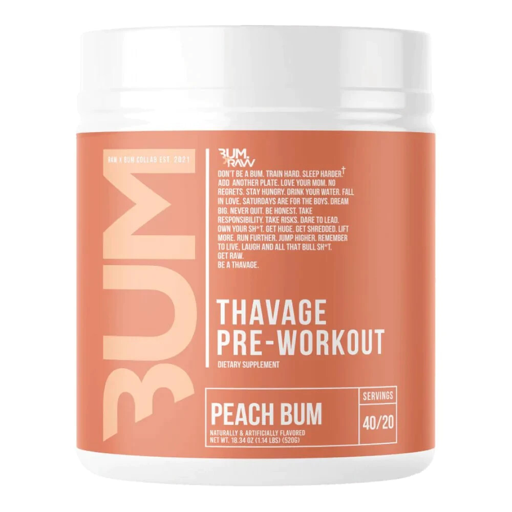 RAW Nutrition CBUM Thavage 40 servings | Stim Pre-Workout PEACH BUM