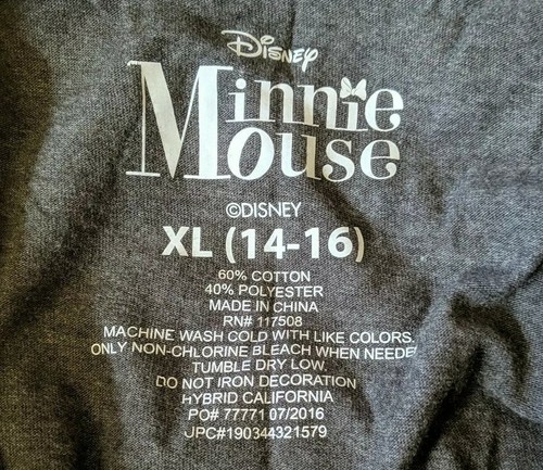 DISNEY Minnie Mouse Shirt 14 - 16 Gray w/ Sparkling Red & Polka Dots - Picture 6 of 8