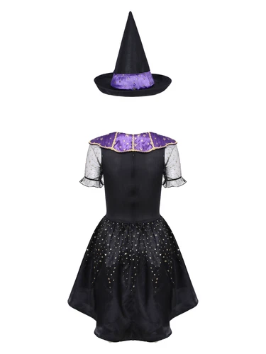 Women's Halloween Wicked Witch Theme Cosplay Costume Outfit Purple Classic Dress - Imagen 20 de 45