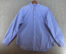 Ralph Lauren Plaid Long Sleeve Button Down Classic Fit Shirt Blue Men s 16 1/2