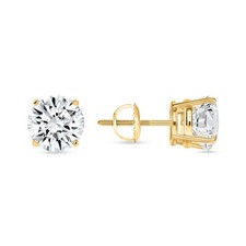 IGI G/VS 3 Ct Round Lab Created Grown Diamond Earrings Stud Real 18K Yellow Gold