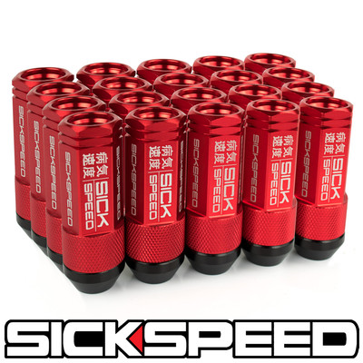 SICKSPEED 20 PC RED ALUMINUM EXTENDED 50MM 2 PC LUG NUTS FOR WHEELS 12X1.25 N12