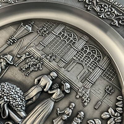Wmf Zinn Wedding Scene Pewter Plate Engraved Happy 25th