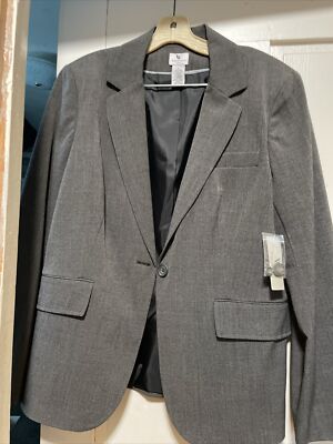 Worthington Women Suit Jacket 14 Grey Lined Blazer JCPenney