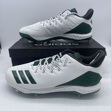Adidas Icon Bounce Baseball Cleats White Green Men's Size 16 Metal Spikes