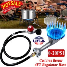 High Pressure Propane Cast-Iron Round Burner 4FT Regulator Hose & Fitting