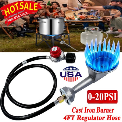 #ad High Pressure Propane Cast Iron Round Burner 4FT Regulator Hose amp; Fitting $18.69