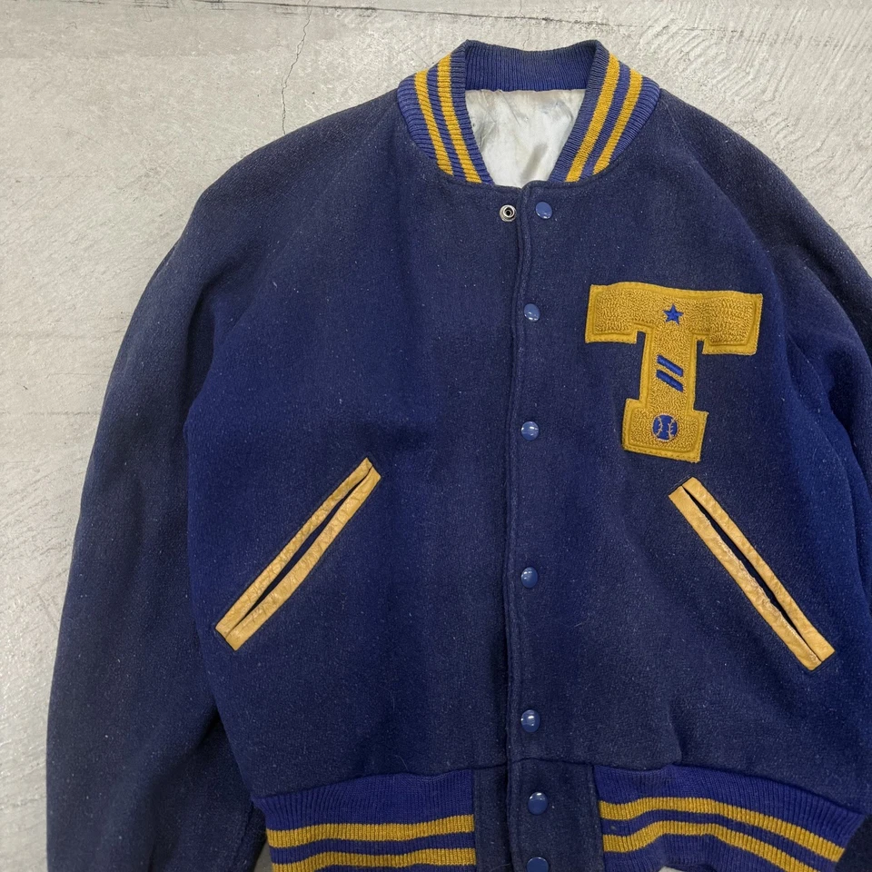 Jaqueta Letterman Varsity Vintage Anos 50 Lã Tamanho Grande FEITA NOS EUA Verdadeira Vintage  - Imagem 2 de 4