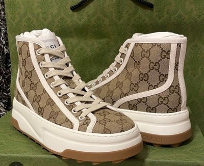 Gucci all-over Pattern Lace-up Sneakers Men's Size G 8.5 $900 Retail Authentic