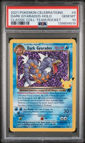 2021 POKEMON CELEBRATIONS CLASSIC COLLECTION #8 DARK GYARADOS-HOLO PSA 10