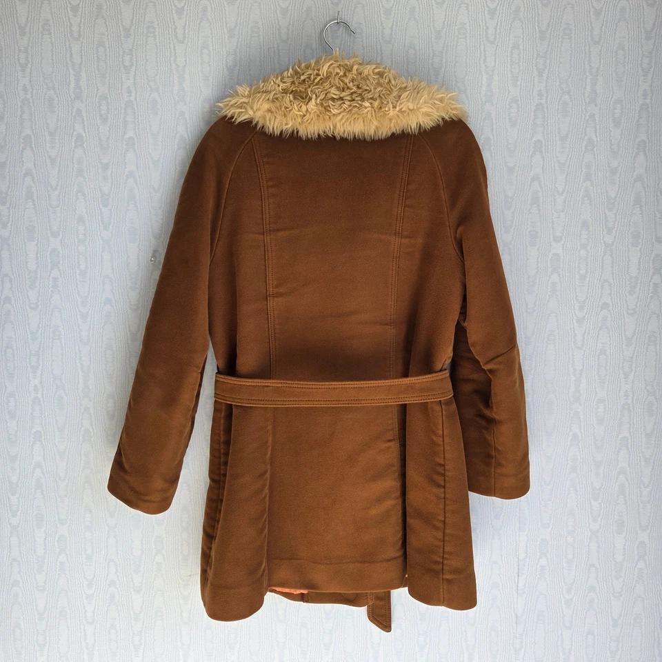 Abrigo de Colección Años 70 Imitación Piel Borde L/XL Mujer Imitación Gamuza Marrón Retro Penny Lane Y2K Foto 4 de 4