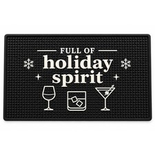 Full of Holiday Spirit Bar Mat – Heavy Duty 18"x12" Rubber Bar Mat for Cou