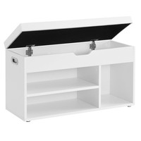 Schuhbank Wohnzimmer Flur Stauraum Gepolstert Weiß Regal Sitzkissen 150 Kg