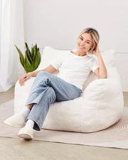 Uimoso 3 feet Bean Bag Chair with Soft Armrests Storage Pocket Lazy Sofa White