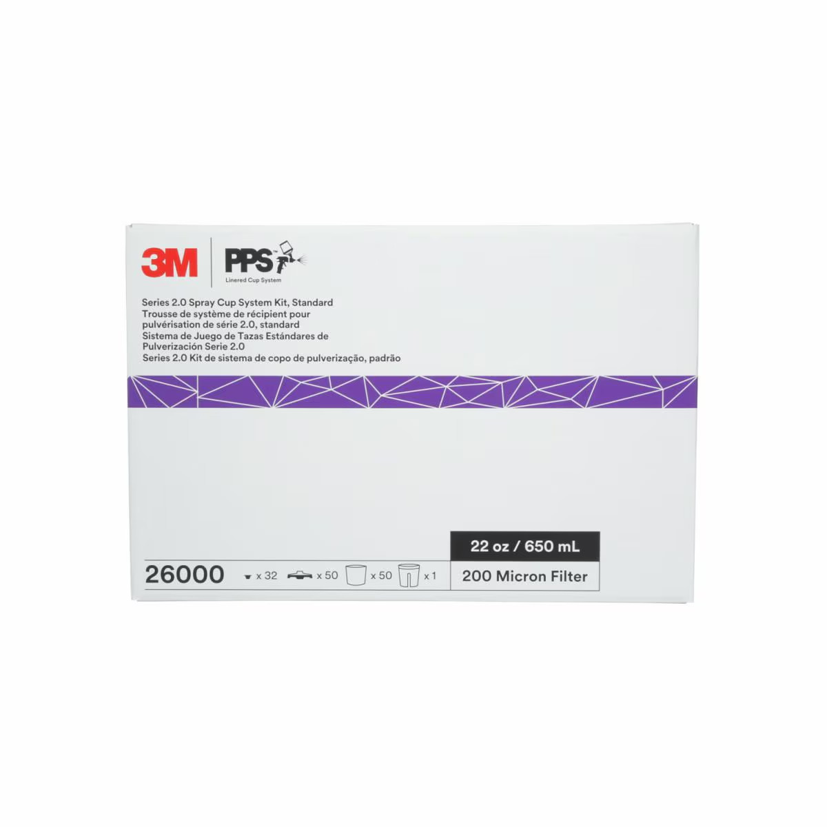 3M 26000 PPS Series 2.0 Spray Cup System Kit, 22 fl oz,650 mL, 200 Micron Filter