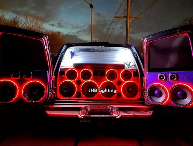 JHB Set (4) 6.5" RGB Color Change Remote APP Subs Sound LED Speaker Rings Light