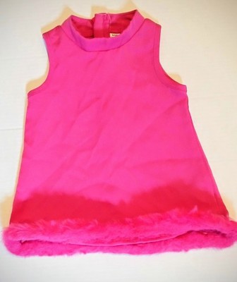 Hot Pink Faux Fur Dress With Fur Trim Toddler Girls 