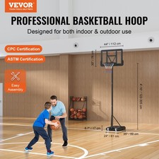New Basketball Hoop, 4-10 ft AdjNewtable Height Portable Backboard System, 44 in