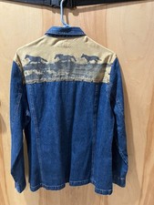 Vintage 1970's Women's XL Wrangler Denim Western Shirt with horses - Never worn