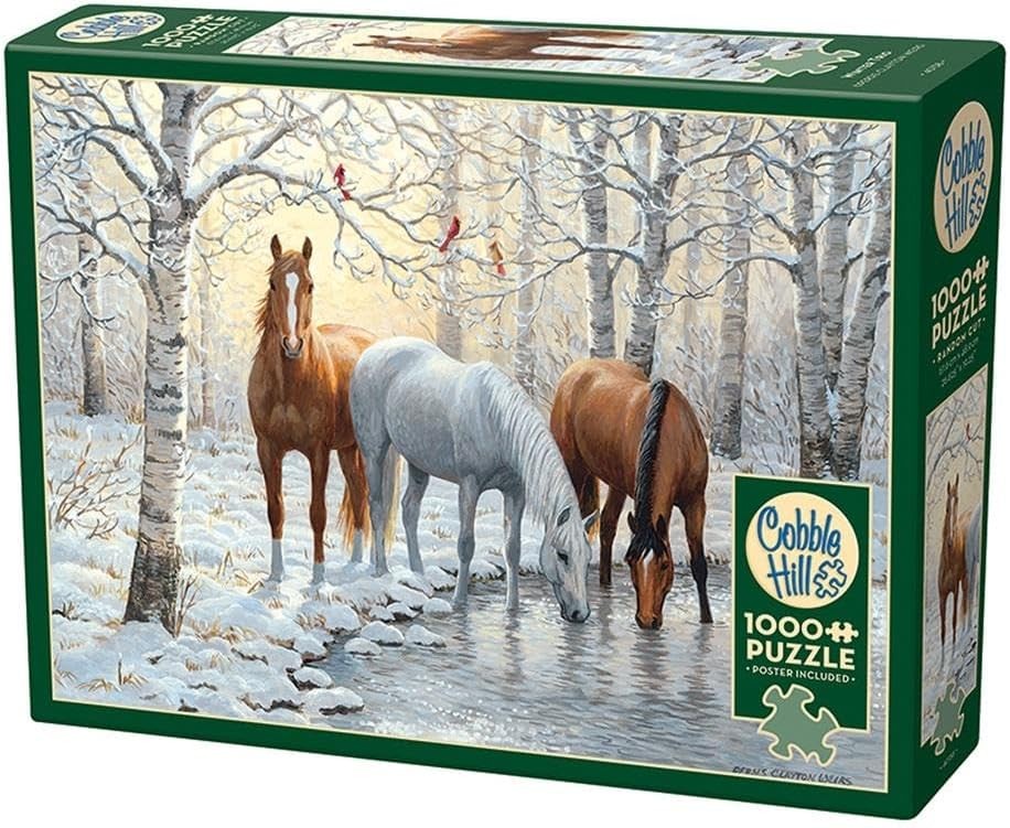 Cobble Hill 1000 Piece Puzzle - Winter Trio - Sample Poster Included