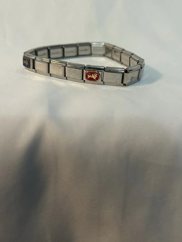 Pulsera de eslabones Zoppini italiana con 3 dijes de acero inoxidable Foto 4 de 4