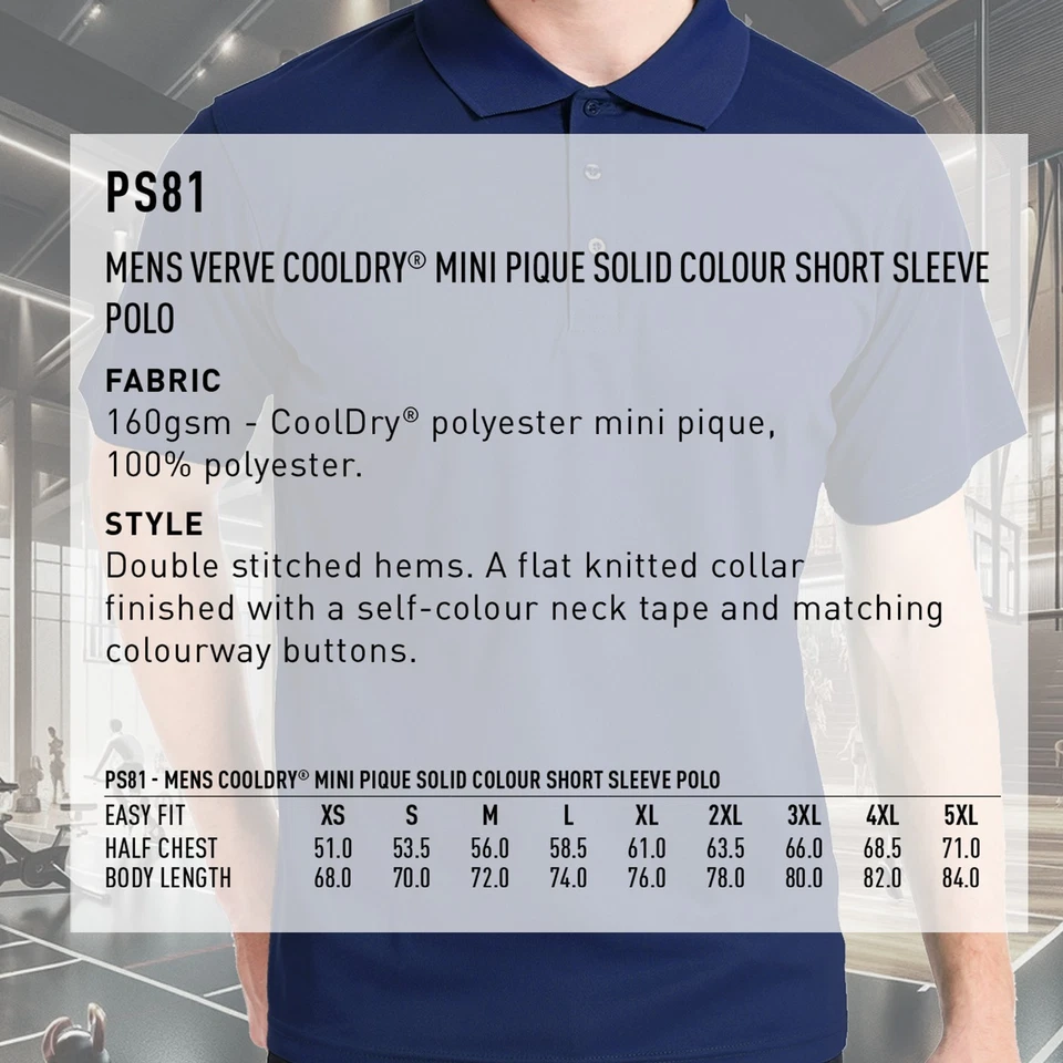 Mens Polo Shirt, Short Sleeve Button Golf Shirt, Solid Colour, Polyester Cotton - image 2 of 4