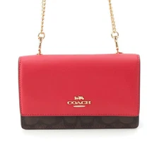 Coach Signature Chain Shoulder Bag F80245 Red Used From Japan from JAPAN