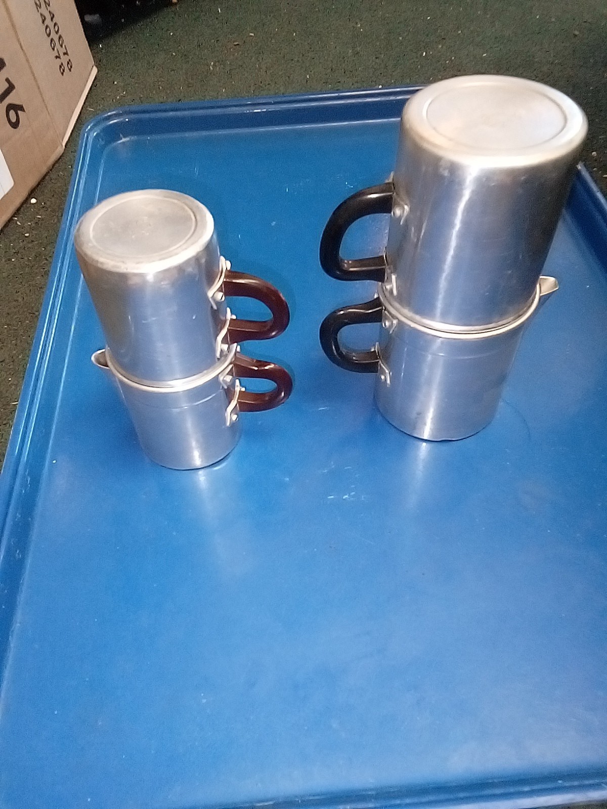 2 Vintage Italy Neapolitan Flip Coffee Pot Espresso Aluminum