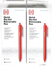 Lot of 24 TRU RED Quick Dry Gel Retractable Pens Med Point 0.7mm RED - TR54500