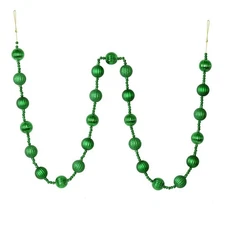 Vickerman 6' Plastic Stripe Ball Ornament Christmas Garland in Green