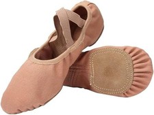 Dance Ballet Shoes Linodes Adult 8.5M Canvas Crossing Straps Split Sole Suntan