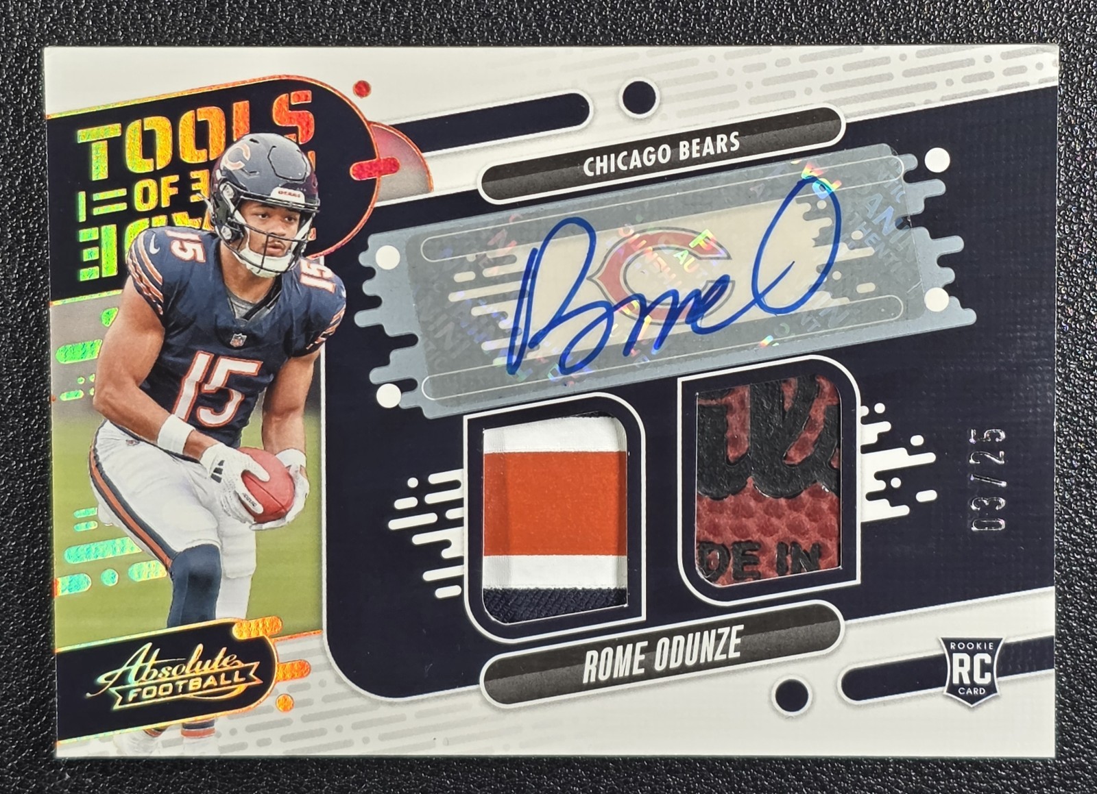 Rome Odunze Panini Absolute Tools of the Trade Double Relics #TOTDROE Autograph-Prime