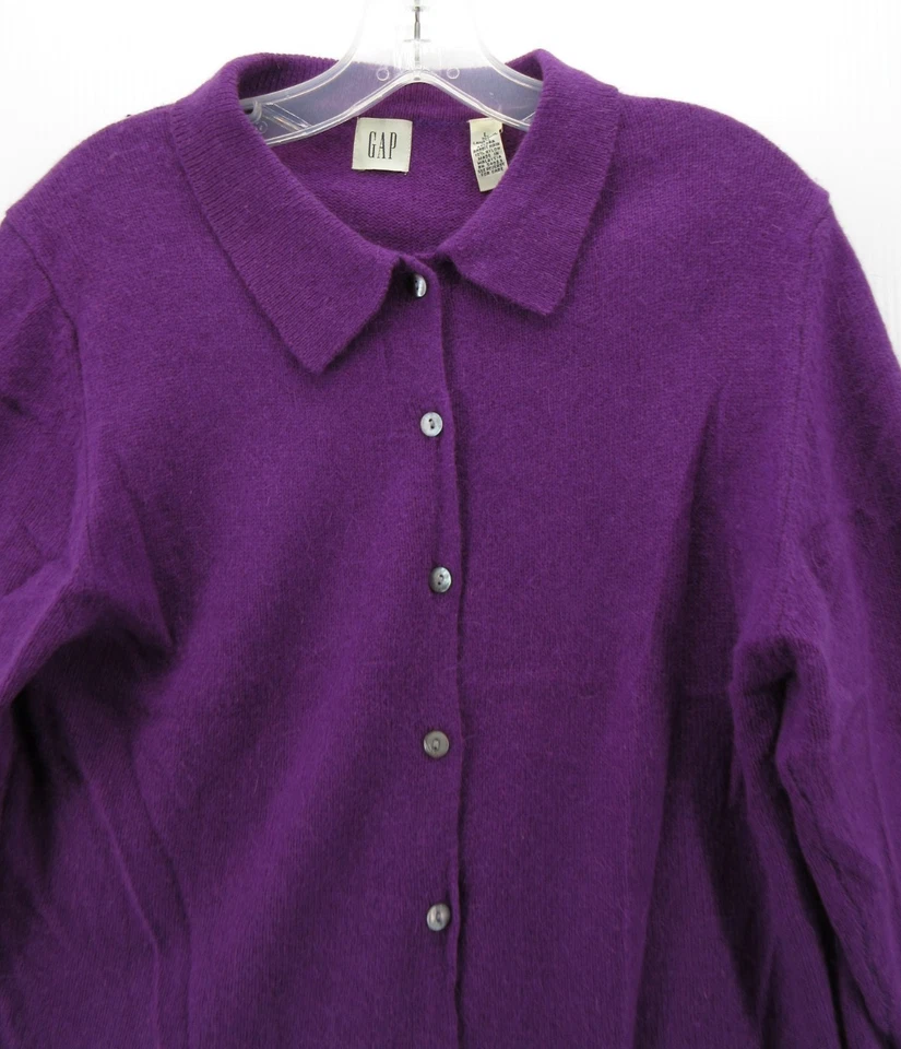 Suéter Vintage Gap Mujer Grande Púrpura Corderos Lana Angora Cárdigan Cuello Años 90 Foto 2 de 4